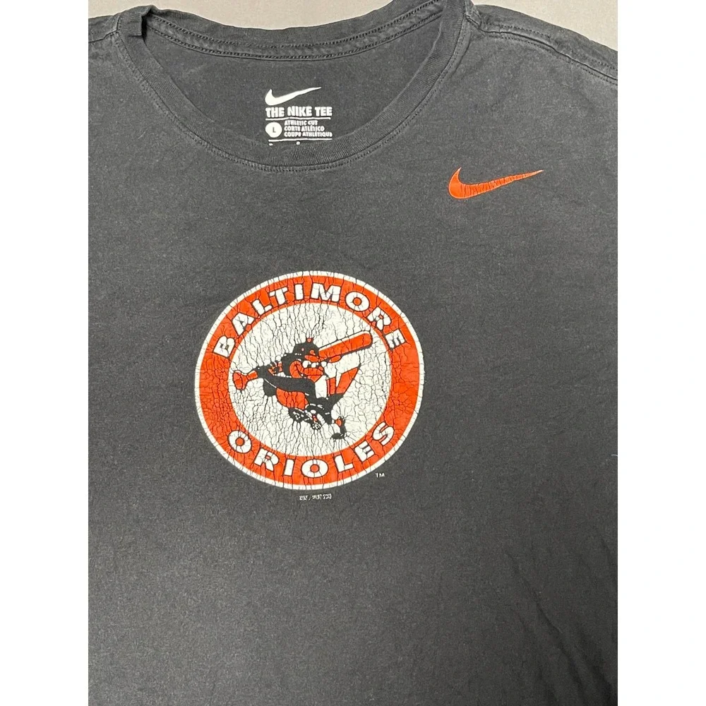 Nike Baltimore Orioles MLB T-Shirt Mens Large Black Graphic Tee Athletic Cut